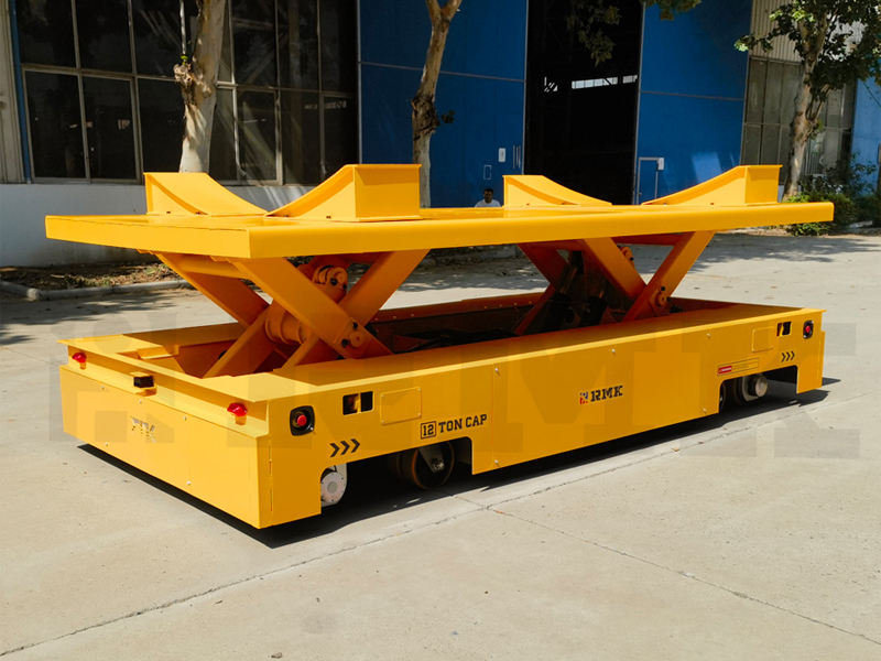 Battery Trackless Transfer Cart Omni Wheel With Scissor Lift